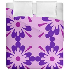 Pink And Purple Flowers Pattern Duvet Cover Double Side (california King Size) by shoopshirt