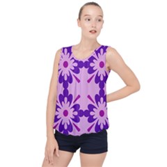 Pink And Purple Flowers Pattern Bubble Hem Chiffon Tank Top by shoopshirt