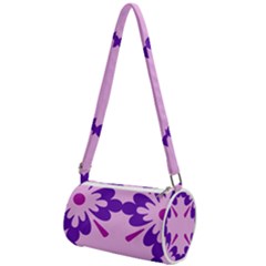 Pink And Purple Flowers Pattern Mini Cylinder Bag by shoopshirt