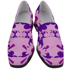 Pink And Purple Flowers Pattern Women s Chunky Heel Loafers by shoopshirt