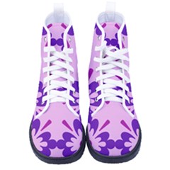 Pink And Purple Flowers Pattern Kid s High-top Canvas Sneakers by shoopshirt