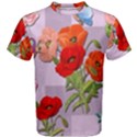 Seamless Pattern With Roses And Butterflies Men s Cotton T-Shirt View1