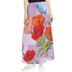 Seamless Pattern With Roses And Butterflies Maxi Chiffon Skirt by shoopshirt