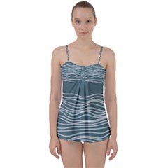 Sea Waves Moon Water Boho Babydoll Tankini Set by uniart180623