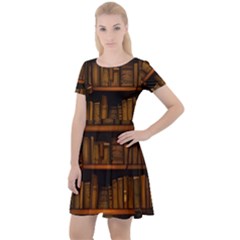 Books Library Cap Sleeve Velour Dress  by uniart180623