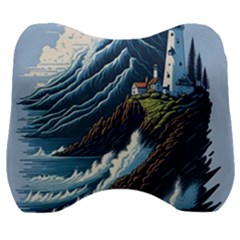 Lighthouse Sea Waves Velour Head Support Cushion by uniart180623