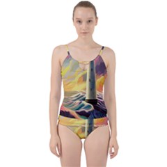 Lighthouse Colorful Abstract Art Cut Out Top Tankini Set by uniart180623