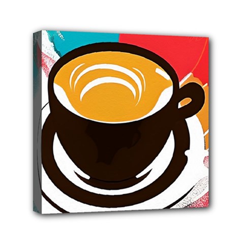 Coffee Tea Cappuccino Mini Canvas 6  X 6  (stretched) by uniart180623