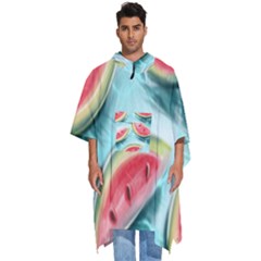 Watermelon Fruit Juicy Summer Heat Men s Hooded Rain Ponchos by uniart180623