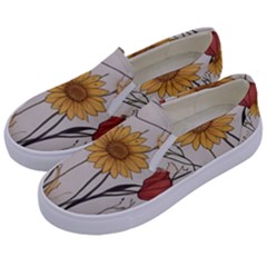 Woman Flower Pattern Kids  Canvas Slip Ons by pakminggu