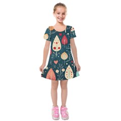 Christmas Tree Pattern Kids  Short Sleeve Velvet Dress by pakminggu