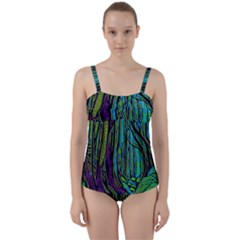 Spectral Forest Nature Twist Front Tankini Set by uniart180623