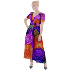 Bottles Colorful Button Up Short Sleeve Maxi Dress by uniart180623