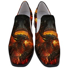 Dragon Art Fire Digital Fantasy Women Slip On Heel Loafers by Bedest