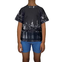 New York Skyline Kids  Short Sleeve Swimwear by Bedest