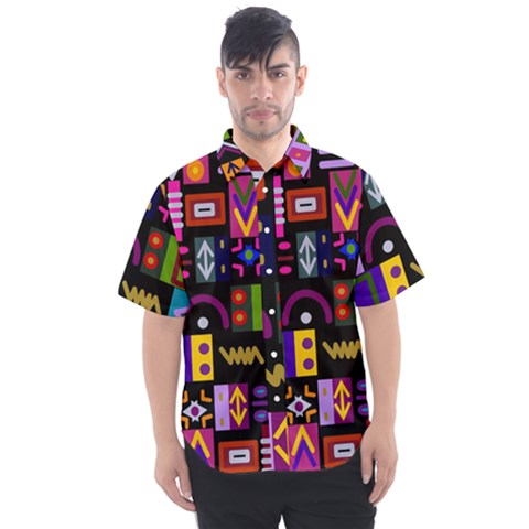 Abstract A Colorful Modern Illustration--- Men s Short Sleeve Shirt by Bedest