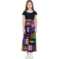 Abstract A Colorful Modern Illustration--- Kids  Flared Maxi Skirt by Bedest