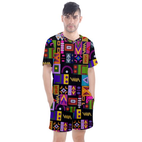 Abstract A Colorful Modern Illustration--- Men s Mesh T-shirt And Shorts Set by Bedest