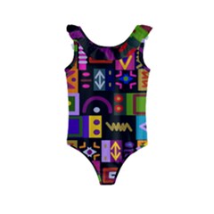 Abstract A Colorful Modern Illustration--- Kids  Frill Swimsuit by Bedest