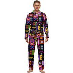 Abstract A Colorful Modern Illustration--- Men s Long Sleeve Velvet Pocket Pajamas Set by Bedest