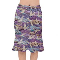 Textile-fabric-cloth-pattern Short Mermaid Skirt by Bedest