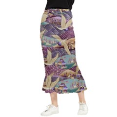 Textile-fabric-cloth-pattern Maxi Fishtail Chiffon Skirt by Bedest