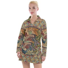 Wings-feathers-cubism-mosaic Women s Long Sleeve Casual Dress by Bedest