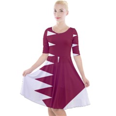 Heart-love-flag-qatar Quarter Sleeve A-line Dress by Bedest