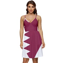 Heart-love-flag-qatar V-neck Pocket Summer Dress  by Bedest