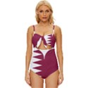 Heart-love-flag-qatar Knot Front One-Piece Swimsuit View1