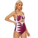 Heart-love-flag-qatar Knot Front One-Piece Swimsuit View3