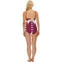 Heart-love-flag-qatar Knot Front One-Piece Swimsuit View4