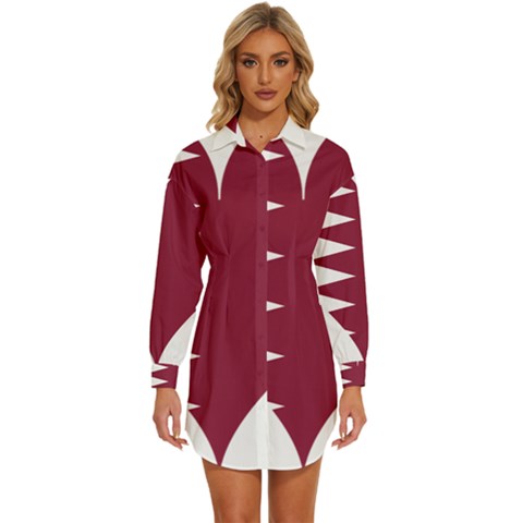 Heart-love-flag-qatar Womens Long Sleeve Shirt Dress by Bedest