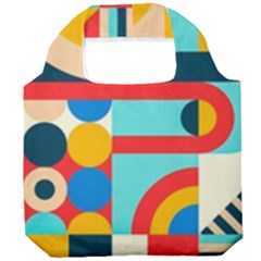 Geometric Shape Colorful Abstract Wave Foldable Grocery Recycle Bag by Cowasu