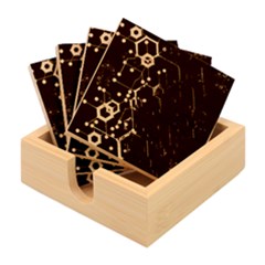 Abstract Red Geometric Bamboo Coaster Set by Cowasu