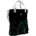 Night Black City Neon Sky Stars Moon Abstract Canvas Messenger Bag View2