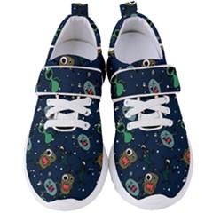 Monster Alien Pattern Seamless Background Women s Velcro Strap Shoes by pakminggu