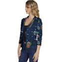 Monster Alien Pattern Seamless Background Women s Casual 3/4 Sleeve Spring Jacket View2