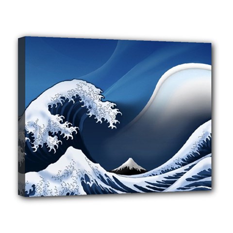 The Great Wave Off Kanagawa Canvas 14  X 11  (stretched) by pakminggu