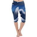 The Great Wave Off Kanagawa Lightweight Velour Cropped Yoga Leggings View1