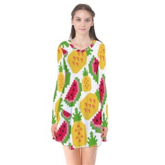 Watermelon -12 Long Sleeve V-neck Flare Dress by nateshop