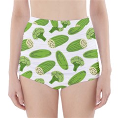 Vegetable Pattern With Composition Broccoli High-waisted Bikini Bottoms by pakminggu