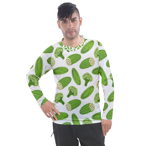 Vegetable Pattern With Composition Broccoli Men s Pique Long Sleeve T-shirt by pakminggu