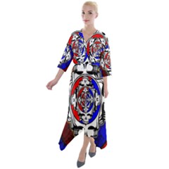 The Grateful Dead Quarter Sleeve Wrap Front Maxi Dress by Grandong