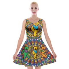 Dead Dancing Bears Grateful Dead Pattern Velvet Skater Dress by Grandong