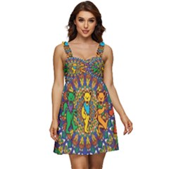 Dead Dancing Bears Grateful Dead Pattern Ruffle Strap Babydoll Chiffon Dress by Grandong