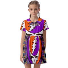 Gratefuldead Grateful Dead Pattern Kids  Asymmetric Collar Dress by Cowasu