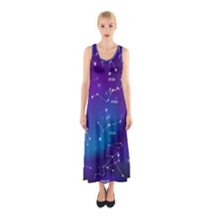 Realistic Night Sky With Constellations Sleeveless Maxi Dress by Cowasu