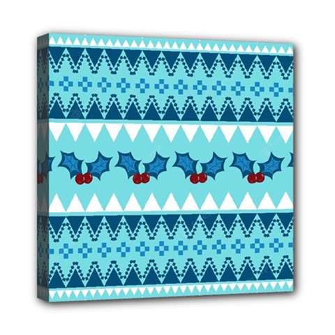 Blue Christmas Vintage Ethnic Seamless Pattern Mini Canvas 8  X 8  (stretched) by Bedest