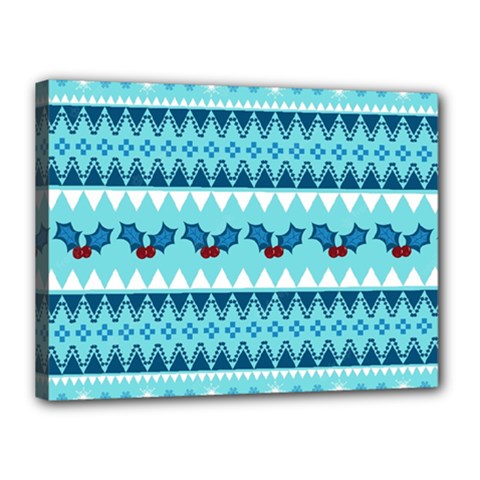 Blue Christmas Vintage Ethnic Seamless Pattern Canvas 16  X 12  (stretched) by Bedest